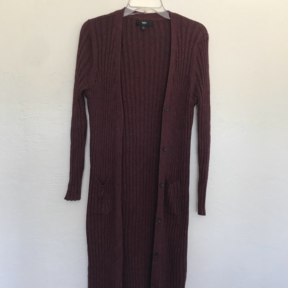 Burgundy & Black Long Knit Sweaters